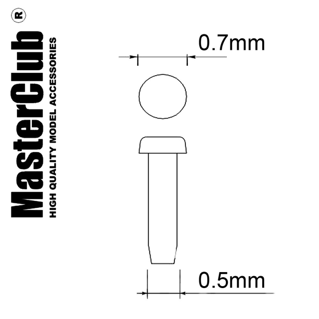 Плоская заклепка, диаметр-0.7mm; диаметр отверстия для монтажа-0.5mm; 160 шт.