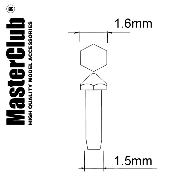 Головка болта противопульная, диаметр головки - 1.6mm; диаметр отверстия для монтажа-1.5mm; 100 шт.