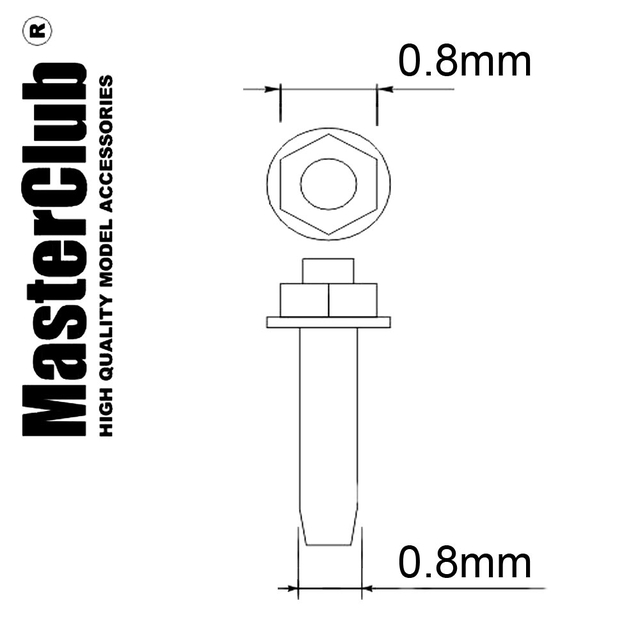 Гайка с шайбой, диаметр головки - 0.8mm; диаметр отверстия для монтажа-0.8mm; 120 шт.