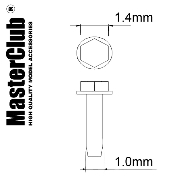 Головка болта с шайбой, диаметр головки - 1.4mm; диаметр отверстия для монтажа-1.0mm; 100 шт.